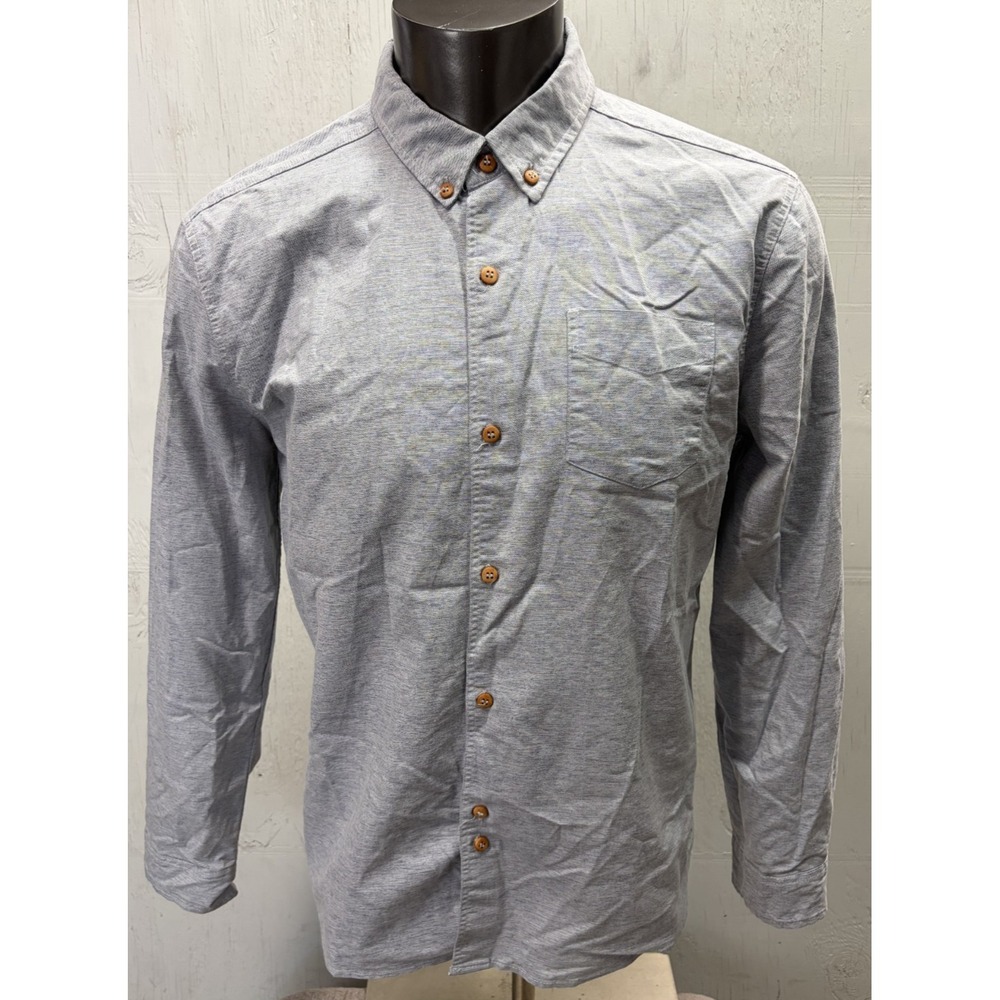 Mens Bellfield Great Britain Button Up Shirt Size XL Gray Chambray Cotton